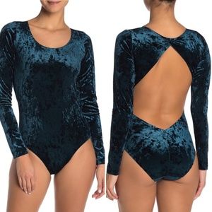 REAL UNDERWEAR Crushed Velvet Long Sleeve Bodysuit